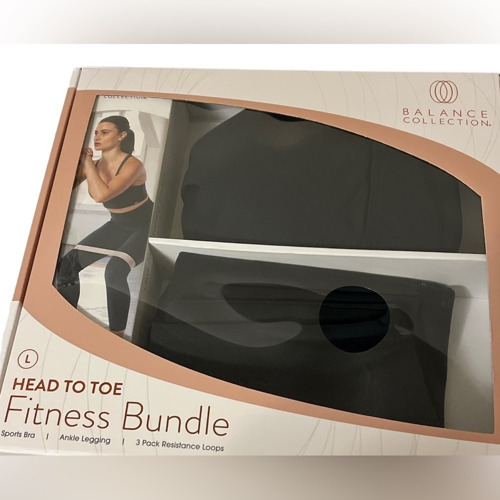 balance collection buttery soft black leggings, sports bra, booty bands bundle